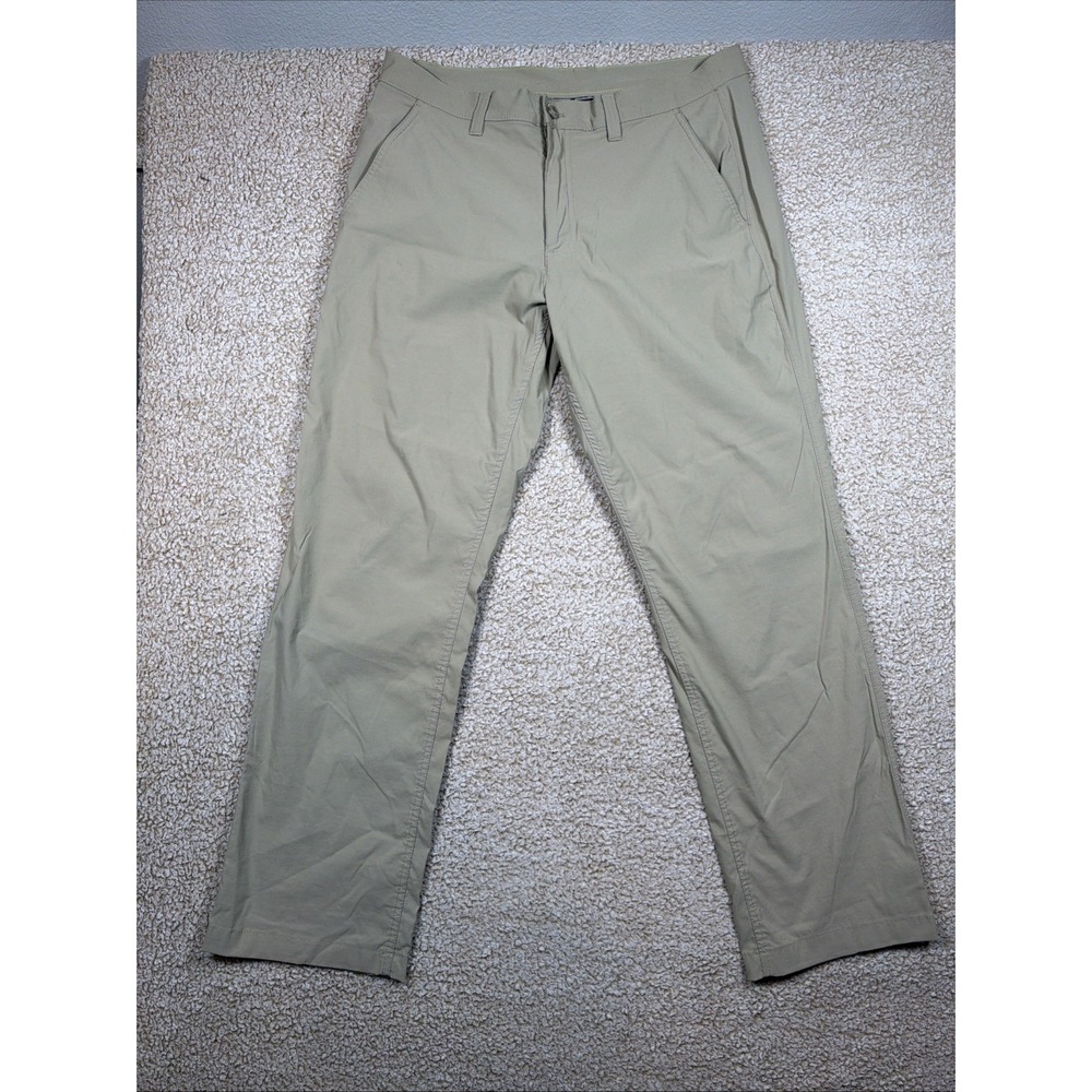 Eddie Bauer Khaki Pants Mens 35x32 Brown Relaxed Fit Wrinkle Resist Hiking